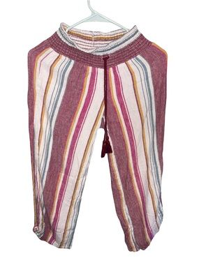 Womens Striped Pull-On Harem Pants in Mauve